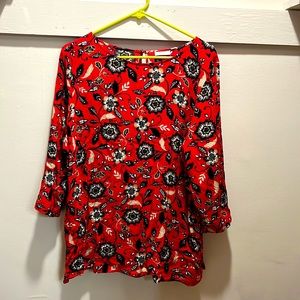 J.Jill:Red Floral Blouse